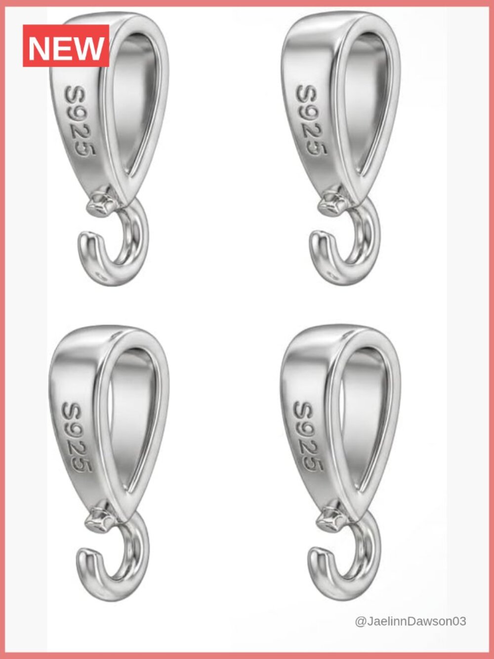 4pcs 925 Sterling Silver Pendant Clasps For Necklace Making Diy Jewelry Supplies